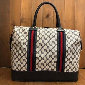 GUCCI Web Navy GG SUPREME Doctor Duffle Gym Carry-On Gym Travel authentic